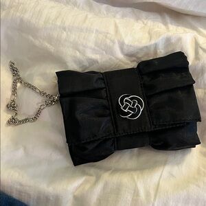 White House Black Market Black Clutch with Silver Accents